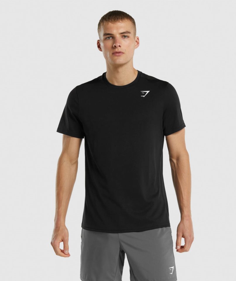 Men\'s Gymshark Arrival Regular Fit T-Shirts Black | NZ 4EQZNL